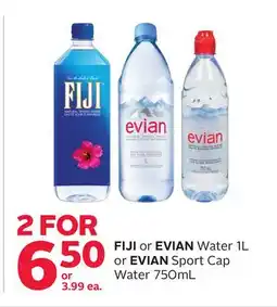 Rexall FIJI or EVIAN Water 1L or EVIAN Sport Cap Water 750mL offer