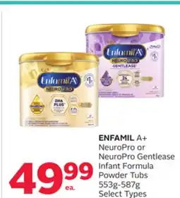 Rexall ENFAMIL A + NeuroPro or NeuroPro Gentlease Infant Formula Powder Tubs offer