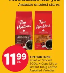 Rexall TIM HORTONS Roast or Ground 300g, K-Cups 12' s or Instant 100g Coffee offer