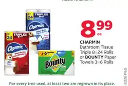 Rexall CHARMIN Bathroom Tissue Triple 8 = 24 Rolls or BOUNTY Paper Towels 3 = 6 Rolls offer