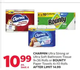 Rexall CHARMIN Ultra Strong or Ultra Soft Bathroom Tissue 9 = 36 Rolls or BOUNTY Paper Towels 4 = 10 Rolls offer