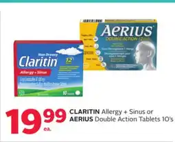 Rexall CLARITIN Allergy + Sinus or AERIUS Double Action Tablets offer
