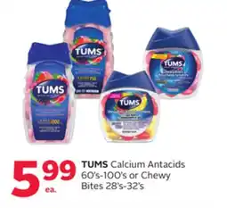 Rexall TUMS Calcium Antacids 60' s-100' s or Chewy Bites 28' s-32' s offer