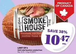 Giant Tiger Gold Label boneless smoked ham offer