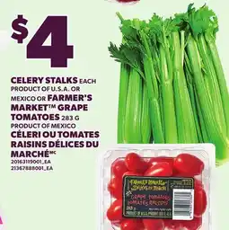 Independent City Market CELERY STALKS, EACH OR FARMER'S MEXICO MARKET GRAPE TOMATOES offer