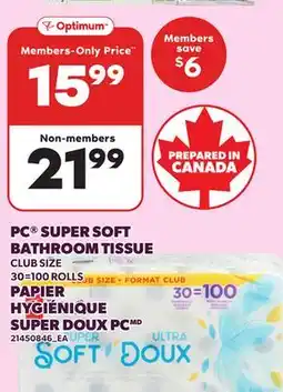 Independent City Market PC SUPER SOFT BATHROOM TISSUE, CLUB SIZE 30=100 ROLLS offer