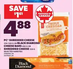 Independent City Market PC SHREDDED CHEESE, 250-320 G OR OR BLACK DIAMOND CHEESE BARS, 400 G OR SHREDDED CHEESE, 320 G offer