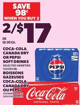 Independent City Market COCA-COLA, CANADA DRY OR PEPSI SOFT DRINKS offer