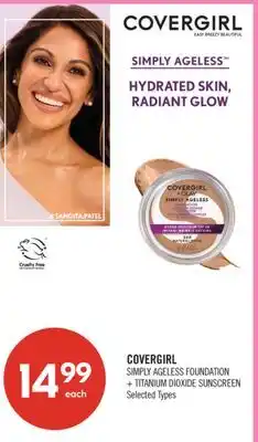 Shoppers Drug Mart COVERGIRL SIMPLY AGELESS FOUNDATION + TITANIUM DIOXIDE SUNSCREEN offer