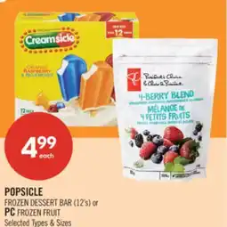 Shoppers Drug Mart POPSICLE FROZEN DESSERT BAR (12's) or PC FROZEN FRUIT offer