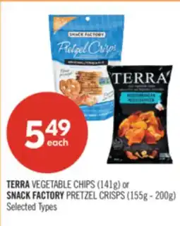 Shoppers Drug Mart TERRA VEGETABLE CHIPS (141g) or SNACK FACTORY PRETZEL CRISPS (155g - 200g) offer