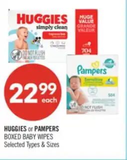 Shoppers Drug Mart HUGGIES or PAMPERS BOXED BABY WIPES offer