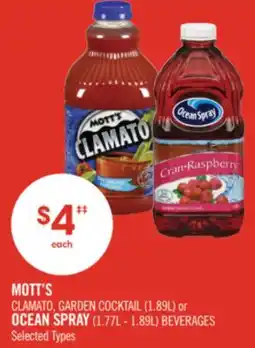 Shoppers Drug Mart MOTT'S CLAMATO, GARDEN COCKTAIL (1.89L) or OCEAN SPRAY (1.77L - 1.89L) BEVERAGES offer