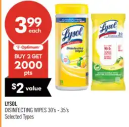 Shoppers Drug Mart LYSOL DISINFECTING WIPES 30's - 35's offer