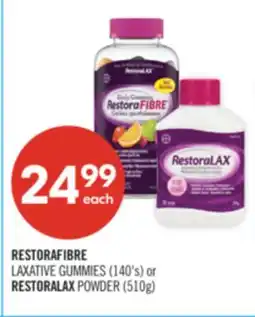 Shoppers Drug Mart RESTORAFIBRE LAXATIVE GUMMIES (140's) or RESTORALAX POWDER (510g) offer