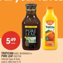 Shoppers Drug Mart TROPICANA JUICE, BEVERAGES or PURE LEAF ICED TEA offer
