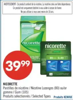 Shoppers Drug Mart NICORETTE Nicotine Lozenges (80) or Gum (105) offer