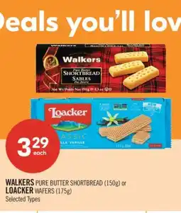 Shoppers Drug Mart WALKERS PURE BUTTER SHORTBREAD (150g) or LOACKER WAFERS (175g) Selected Types offer