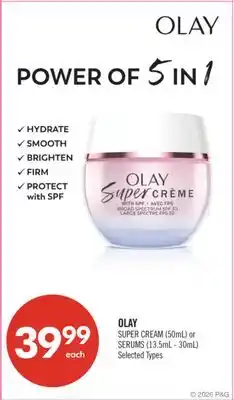 Shoppers Drug Mart OLAY SUPER CREAM (50mL) or SERUMS (13.5mL-30mL) offer