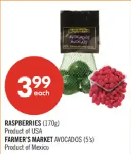 Shoppers Drug Mart RASPBERRIES (170g) FARMER'S MARKET AVOCADOS (5's) offer