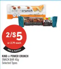 Shoppers Drug Mart KIND or POWER CRUNCH SNACK BAR offer