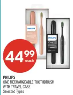 Shoppers Drug Mart PHILIPS ONE RECHARGEABLE TOOTHBRUSH WITH TRAVEL CASE offer