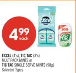 Shoppers Drug Mart EXCEL (4's), TIC TAC (3's) MULTIPACK MINTS or TIC TAC SINGLE SERVE MINTS (98g) offer