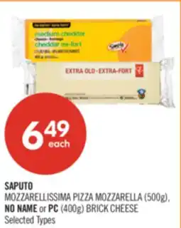 Shoppers Drug Mart SAPUTO MOZZARELLISSIMA PIZZA MOZZARELLA (500g), NO NAME or PC (400g) BRICK CHEESE offer