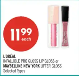 Shoppers Drug Mart L'ORÉAL INFALLIBLE PRO GLOSS LIP GLOSS or MAYBELLINE NEW YORK LIFTER GLOSS offer