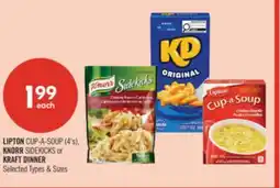 Shoppers Drug Mart LIPTON CUP-A-SOUP (4's), KNORR SIDEKICKS or KRAFT DINNER offer