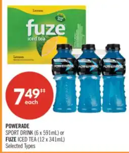 Shoppers Drug Mart POWERADE SPORT DRINK (6 x 591mL) or FUZE ICED TEA (12 x 341mL) offer