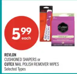 Shoppers Drug Mart REVLON CUSHIONED SHAPERS or CUTEX NAIL POLISH REMOVER WIPES offer