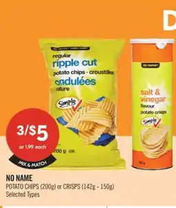 Shoppers Drug Mart NO NAME POTATO CHIPS (200g) or CRISPS (142 - 150g) offer