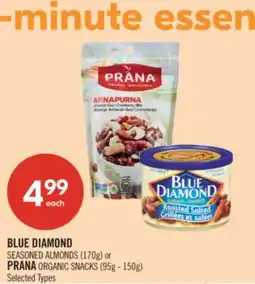 Shoppers Drug Mart BLUE DIAMOND SEASONED ALMONDS (170g) or PRANA ORGANIC SNACKS (95g - 150g) offer