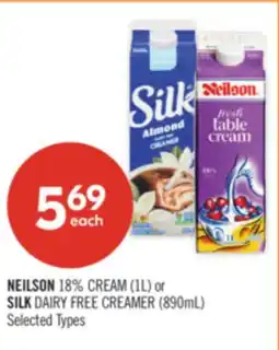Shoppers Drug Mart NEILSON 18% CREAM (1L) or SILK DAIRY FREE CREAMER (890mL) offer