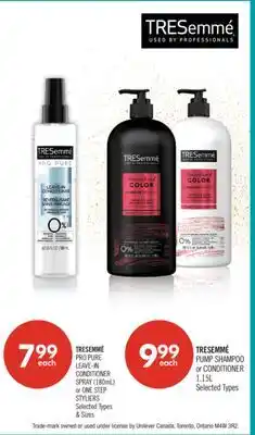 Shoppers Drug Mart TRESEMME PUMP SHAMPOO or CONDITIONER offer