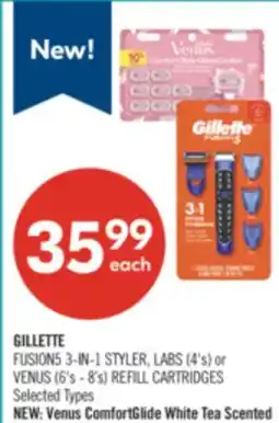 Shoppers Drug Mart GILLETTE FUSION5 3-IN-1 STYLER, LABS (4's) or VENUS (6's - 8's) REFILL CARTRIDGES offer