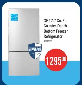 The Brick GE 31 17.7 Cu. Ft. Counter-Depth Bottom-Freezer Refrigerator - Stainless Steel - GBE17HYRFS offer