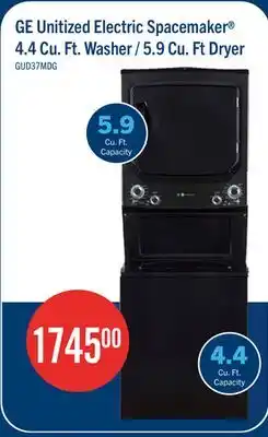 The Brick GE Unitized Electric Spacemaker 4.4 Cu.Ft. Washer and 5.9 Cu.Ft Dryer – GUD37ESMMDG offer