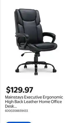 Walmart Mainstays Executive Ergonomic High Back Leather Home Office Desk Chair offer