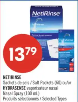 Pharmaprix NETIRINSE Salt Packets (60) ou/or HYDRASENSE Nasal Spray (100 mL) offer