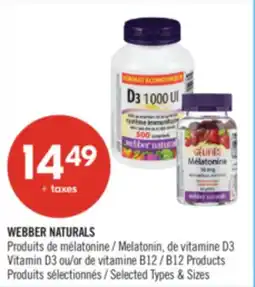 Pharmaprix WEBBER NATURALS Melatonin, Vitamin D3 or Vitamin B12 Products offer