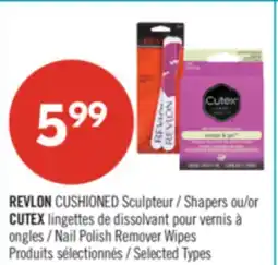 Pharmaprix REVLON CUSHIONED Shapers or CUTEX Nail Polish Remover Wipes offer
