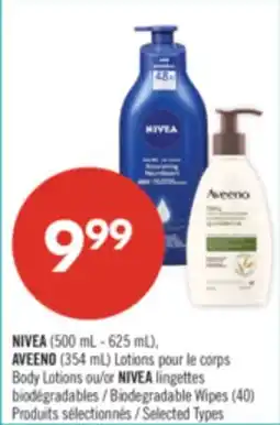 Pharmaprix NIVEA Body Lotions (500 mL - 625 mL) AVEENO Body Lotions (354 mL) NIVEA Biodegradable Wipes (40) offer