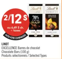 Pharmaprix LINDT EXCELLENCE Chocolate Bars offer