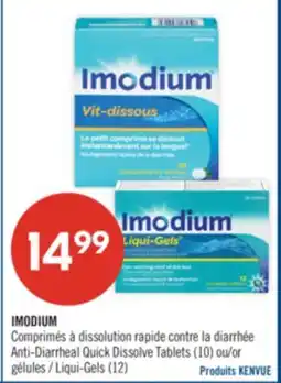 Pharmaprix IMODIUM Anti-Diarrheal Quick Dissolve Tablets (10) or Liqui-Gels (12) offer