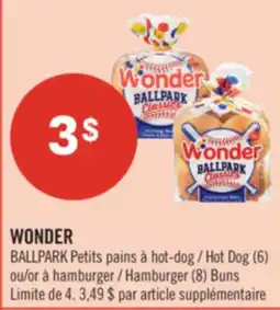 Pharmaprix WONDER BALLPARK Hot Dog (6) Hamburger (8) Buns offer