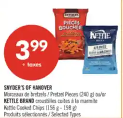Pharmaprix SNYDER'S OF HANOVER Pretzel Pieces (240 g) or KETTLE BRAND Kettle Cooked Chips (156 g - 198 g) offer