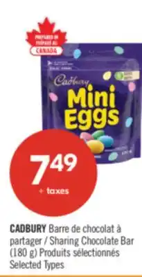 Pharmaprix CADBURY Sharing Chocolate Bar offer