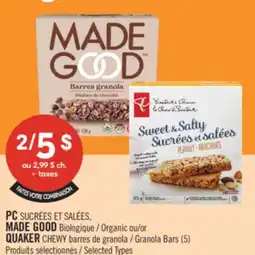 Pharmaprix PC, MADE GOOD Organic or QUAKER CHEWY Granola Bars (5) offer